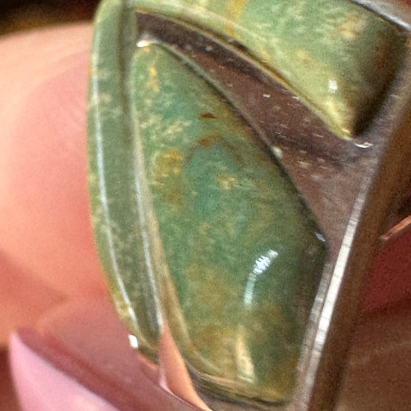 Mine Finds by Jay King Silver and Green Anhui Turquoise Geometric Ring - DTR - Picture 7 of 8